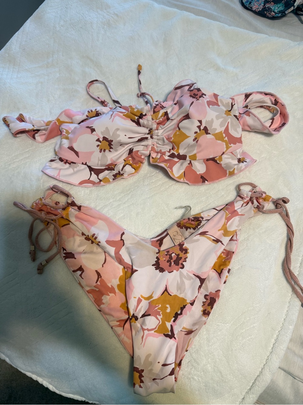 Floral Pink Tie-Side women’s Bikini Set